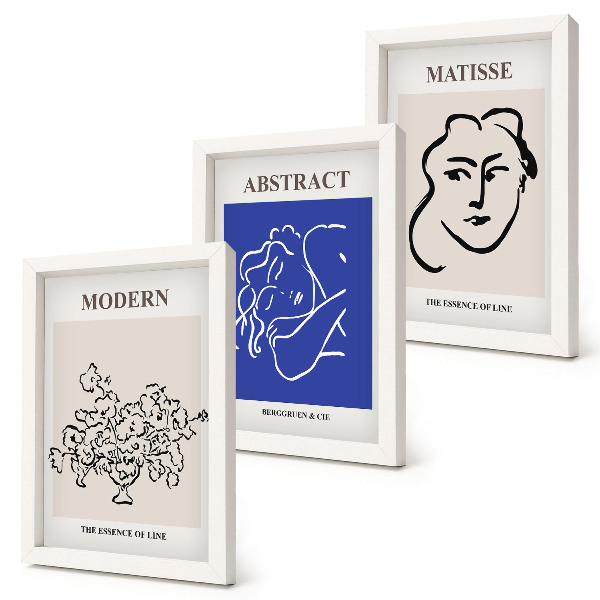 Triptyk tavla med ram Posters i Henri Matisses moderna och abstrakta stil