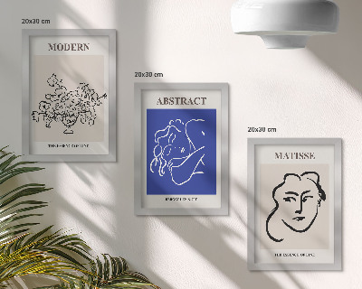 Triptyk tavla med ram Posters i Henri Matisses moderna och abstrakta stil