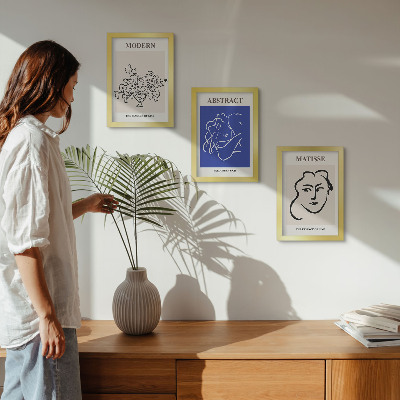 Triptyk tavla med ram Posters i Henri Matisses moderna och abstrakta stil