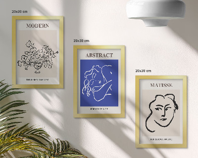 Triptyk tavla med ram Posters i Henri Matisses moderna och abstrakta stil