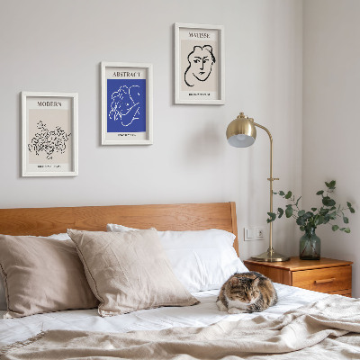 Triptyk tavla med ram Posters i Henri Matisses moderna och abstrakta stil