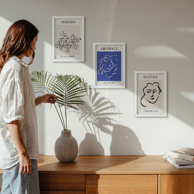 Triptyk tavla med ram Posters i Henri Matisses moderna och abstrakta stil