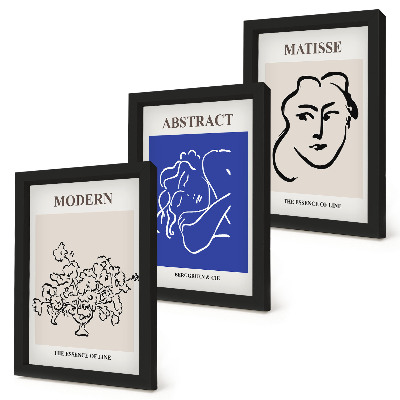 Triptyk tavla med ram Posters i Henri Matisses moderna och abstrakta stil