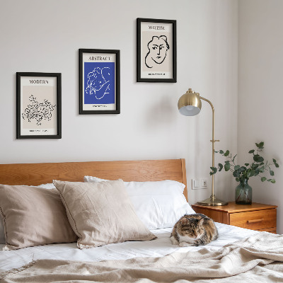 Triptyk tavla med ram Posters i Henri Matisses moderna och abstrakta stil