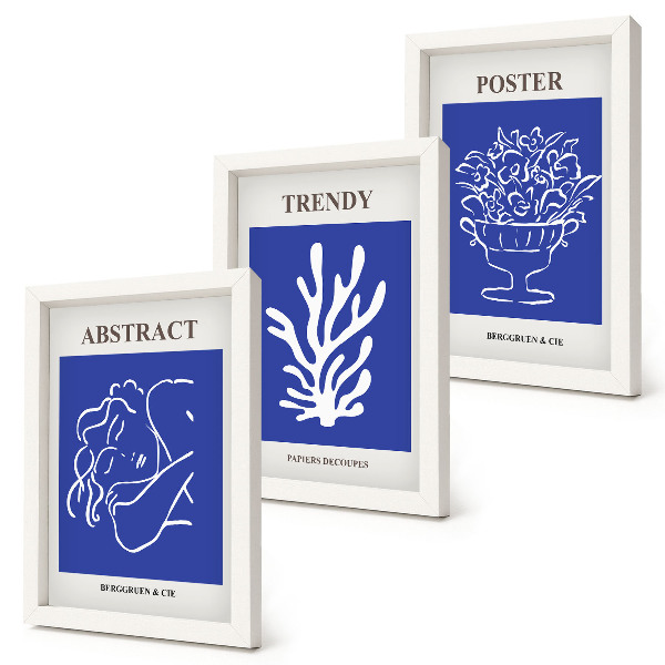 Tavelvägg med 3 tavlor Snygga blå affischer av Henri Matisse