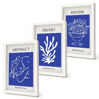 Tavelvägg med 3 tavlor snygga blå motiv av Henri Matisse