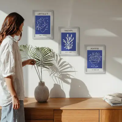 Tavelvägg med 3 tavlor snygga blå motiv av Henri Matisse