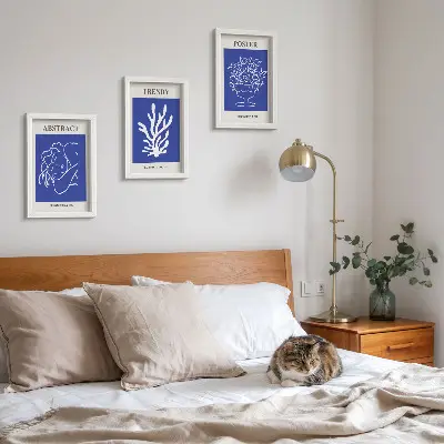 Tavelvägg med 3 tavlor snygga blå motiv av Henri Matisse