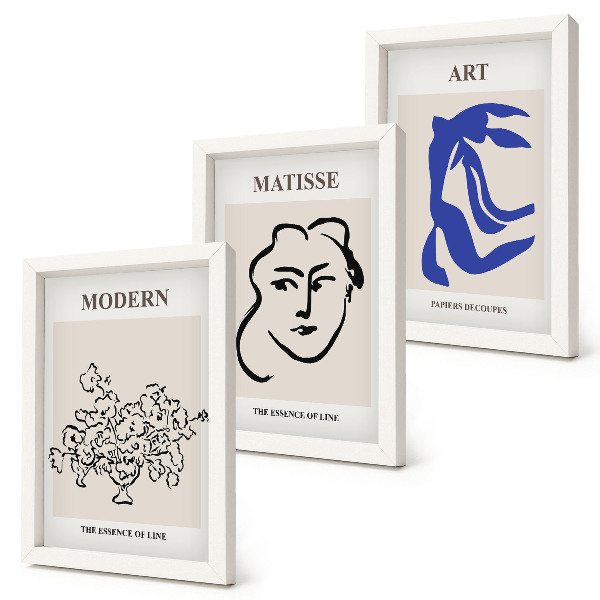 Triptyk tavla med ram Abstrakta posters i minimalistisk stil av Henri Matisse
