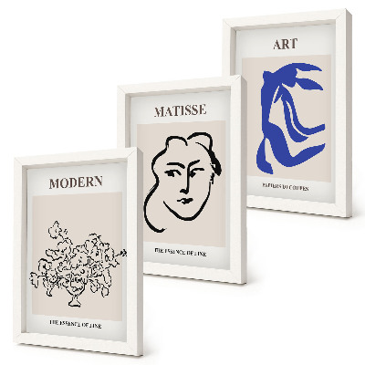 Triptyk tavla med ram Abstrakta posters i minimalistisk stil av Henri Matisse