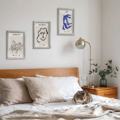 Abstrakta posters av Henri Matisse triptyk med ram i minimalistisk stil