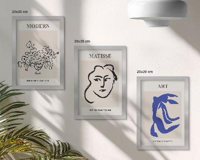 Triptyk tavla med ram Abstrakta posters i minimalistisk stil av Henri Matisse