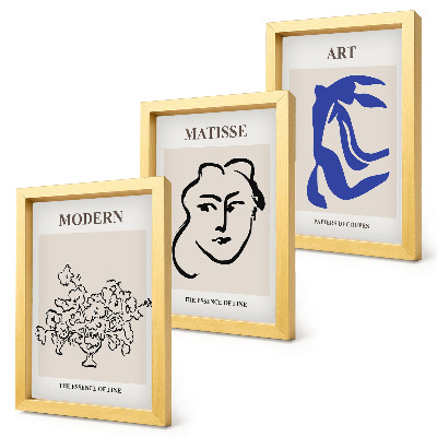 Triptyk tavla med ram Abstrakta posters i minimalistisk stil av Henri Matisse