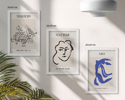 Triptyk tavla med ram Abstrakta posters i minimalistisk stil av Henri Matisse