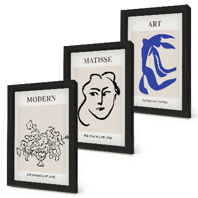 Triptyk tavla med ram Abstrakta posters i minimalistisk stil av Henri Matisse