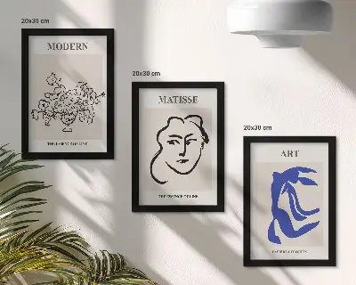 Abstrakta posters av Henri Matisse triptyk med ram i minimalistisk stil