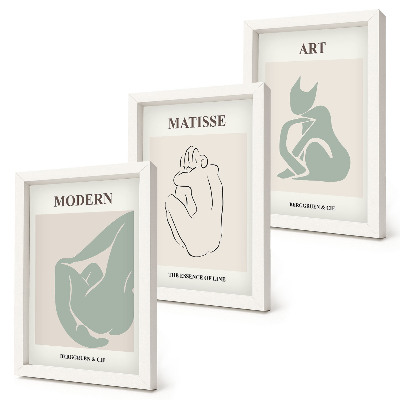 Triptyk tavla med ram Abstrakta figurer i pastellfärger av Henri Matisse