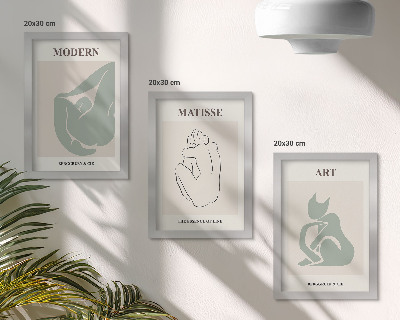 Triptyk tavla med ram Abstrakta figurer i pastellfärger av Henri Matisse
