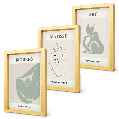 Triptyk tavla med ram Abstrakta figurer i pastellfärger av Henri Matisse