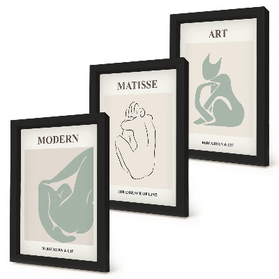 Triptyk tavla med ram Abstrakta figurer i pastellfärger av Henri Matisse