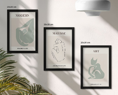 Triptyk tavla med ram Abstrakta figurer i pastellfärger av Henri Matisse