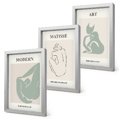 Triptyk tavla med ram Abstrakta figurer i pastellfärger av Henri Matisse