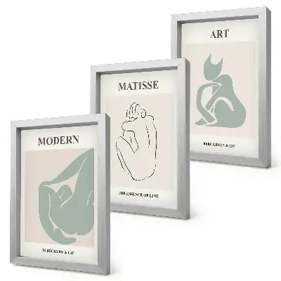 Triptyk med abstrakta figurer i pastellfärger av Henri Matisse tavla med ram