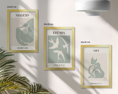 Tavelvägg med 3 tavlor Henri Matisse abstrakta figurer i dämpade färger