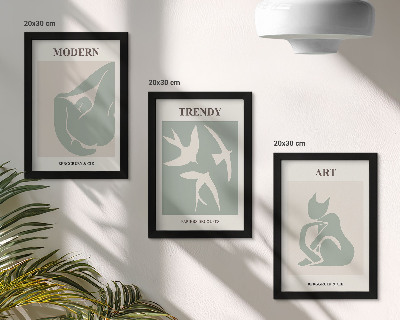 Tavelvägg med 3 tavlor Henri Matisse abstrakta figurer i dämpade färger