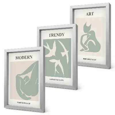 Tavelvägg med 3 tavlor Henri Matisse med abstrakta figurer i dämpade färger