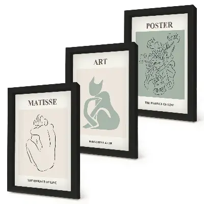 Posterpaket med motiv av Henri Matisse i beige och gröna nyanser