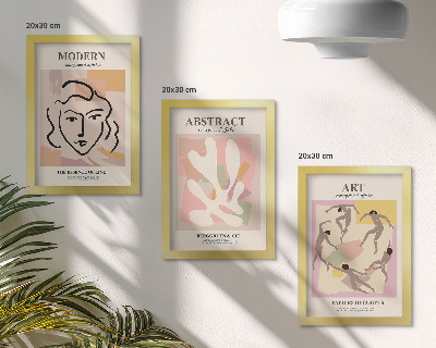 Triptyk tavla med ram Snygga porträtt och abstrakta former i pastellfärger