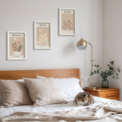 Tavelvägg med 3 tavlor Växtmotiv i beige och bruna nyanser affischer
