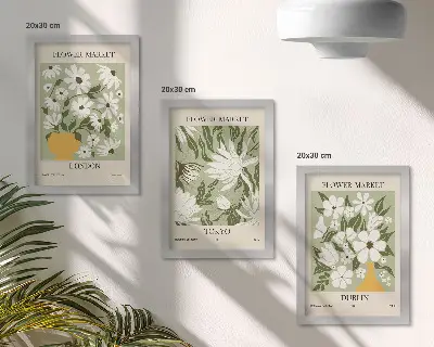 Posterpaket blommiga motiv från London, Tokyo och Dublin