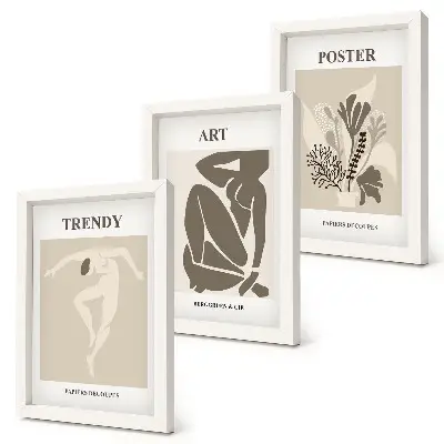 Människofigurer med växter av Henri Matisse triptyk med ram