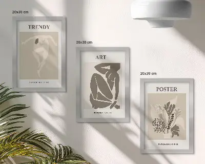 Människofigurer med växter av Henri Matisse triptyk med ram