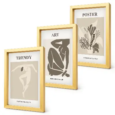 Människofigurer med växter av Henri Matisse triptyk med ram