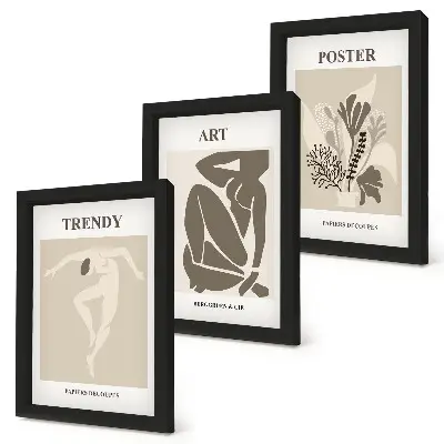 Människofigurer med växter av Henri Matisse triptyk med ram