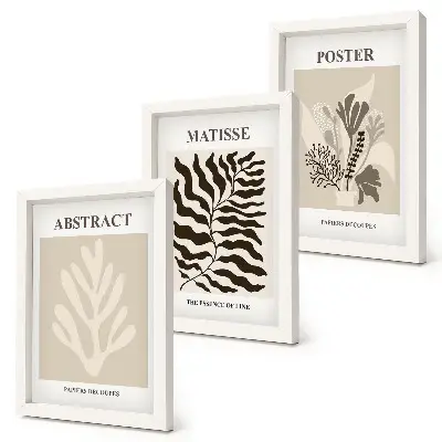 Posterpaket med växtmönster i nyanser av beige och brunt