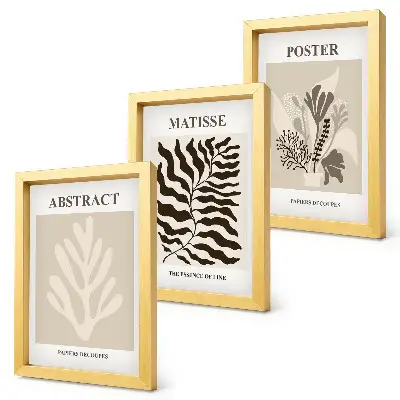 Posterpaket med växtmönster i nyanser av beige och brunt