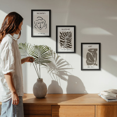 Posterpaket Snygg grafik med linjer och figurer i neutrala färger