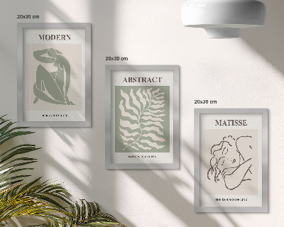 Posterpaket Snygga målningar i gröna nyanser med figurer och löv