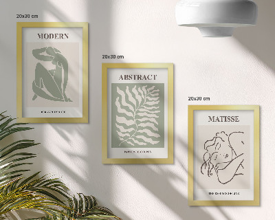 Posterpaket Snygga målningar i gröna nyanser med figurer och löv