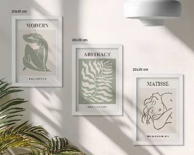 Posterpaket Snygga målningar i gröna nyanser med figurer och löv