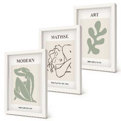 Triptyk tavla med ram Snygga karaktärer och växter i minimalistisk design