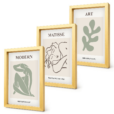 Triptyk tavla med ram Snygga karaktärer och växter i minimalistisk design