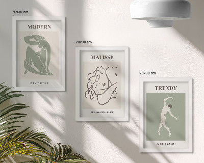 Triptyk tavla med ram Snygga karaktärer i minimalistiska former och färger