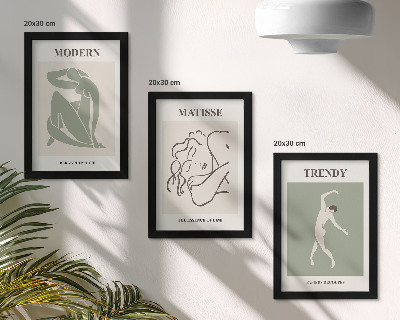 Triptyk tavla med ram Snygga karaktärer i minimalistiska former och färger