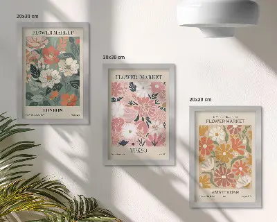 Posterpaket posters med blommönster från London, Tokyo och Amsterdam