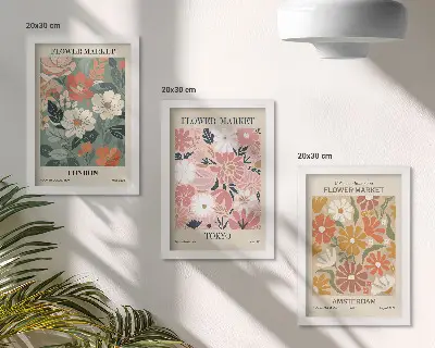 Posterpaket posters med blommönster från London, Tokyo och Amsterdam